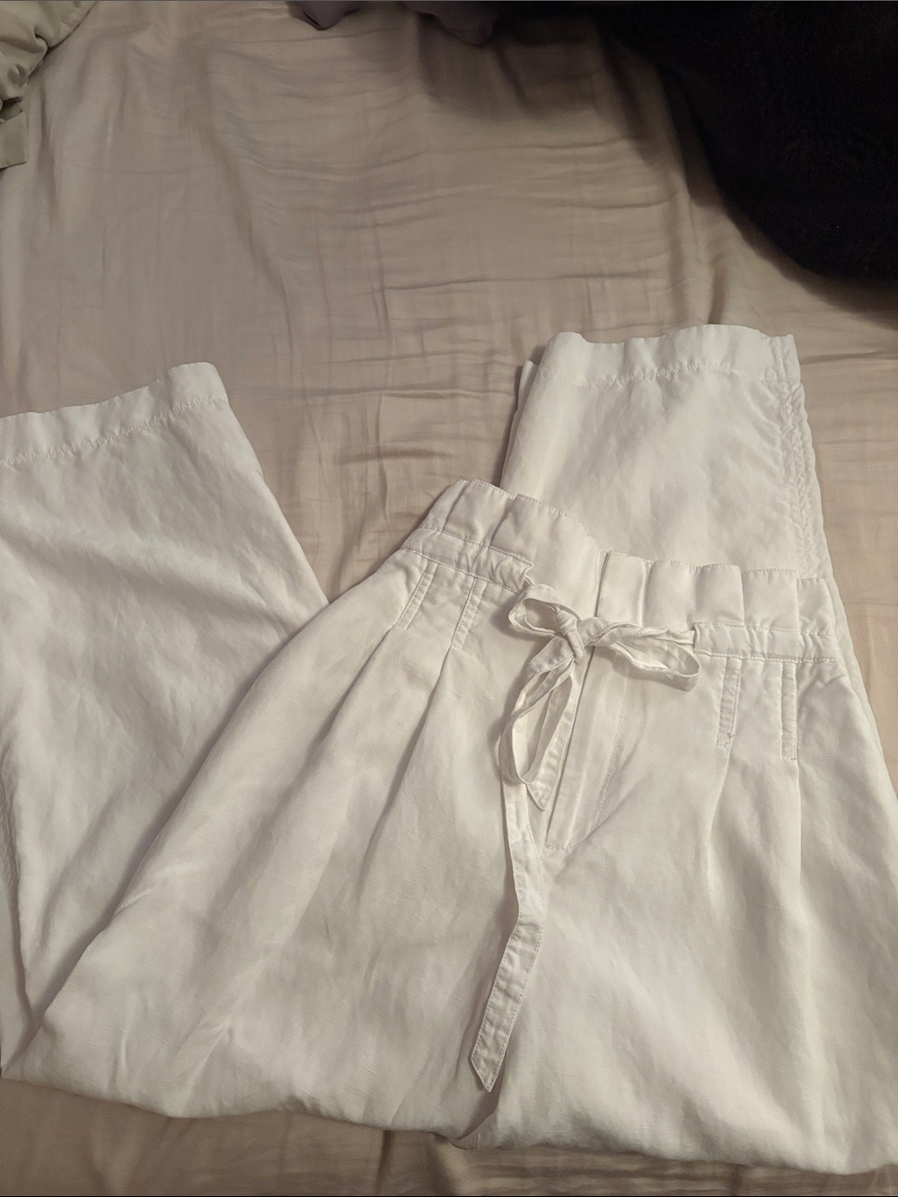 Club Monaco White Drawstring Linen-Blend Pants